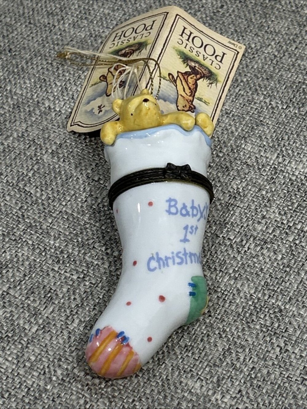Classic Pooh Baby's First Christmas Ornament Porcelain Trinket Box PerJinkities